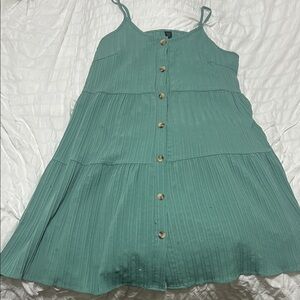 Sleeveless Teal Women’s Button Up Dress